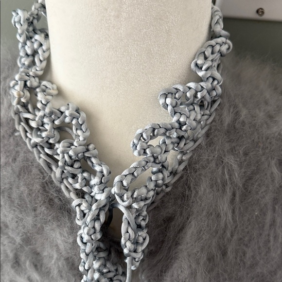 Soft Fuzzy Gray 💯 angora Cardigan, hand knitted - Picture 2 of 16